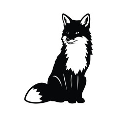 Obraz premium Black and white fox silhouette vector graphic.