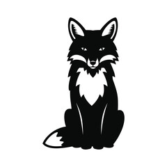 Obraz premium Sitting fox silhouette clipart graphic.