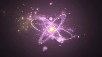 Glowing Atomic Structure, Energy, Particle Physics Illustration
