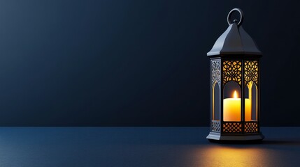 Ornamental Arabic lantern glowing in hand designed for festive greeting cards or Ramadan Kareem invitations