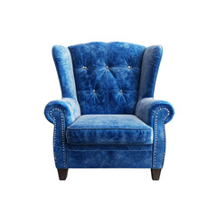 Luxurious Blue Velvet Wingback Chair Elegant Design Home Decor