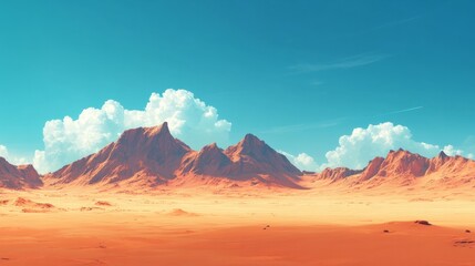 Naklejka premium Expansive desert with towering dunes and open sky for copy 