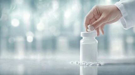 Pharmacist Labeling Medication, meticulous attention to detail, promoting safety and accuracy in a sterile environment