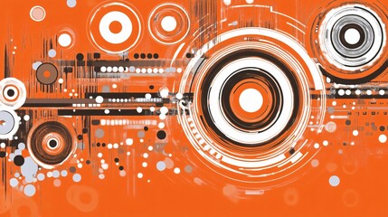 Obraz premium Abstract Orange Tech Circles Artistic Background
