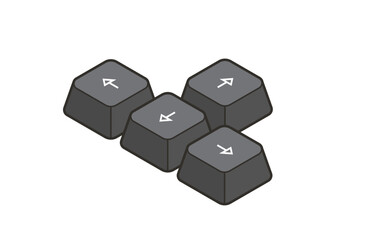 Keyboard control keys with arrow keys in isometric style
