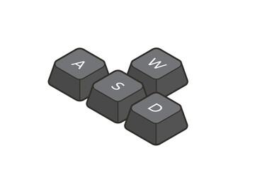 Keyboard control keys A,W,S,D in isometric style