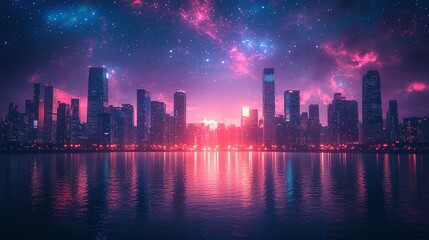 Fototapeta premium citiscape in neon colors