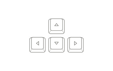 Keyboard control keys with arrow keys in flat style