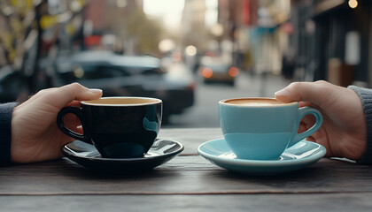 Fototapeta premium Friends holding cup of coffee