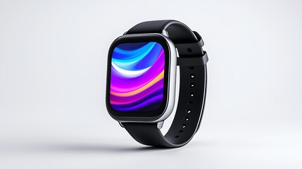 Modern Smartwatch with Abstract Colorful Display
