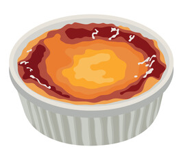 Creme Brulée Dessert Illustration Isolated on White Background