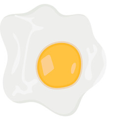 Fried Egg or Sunny Side Up Egg Illustration Isolated on White Background