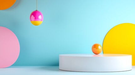 Pastel Geometric Shapes on Minimalist Background