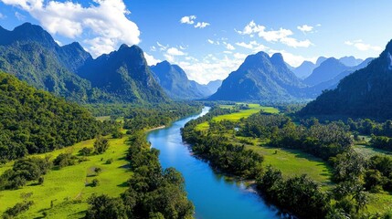 Serene River Valley Landscape