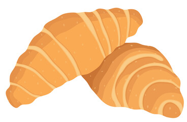 French Croissant Pastry Bread Illustration Isolated on White Background