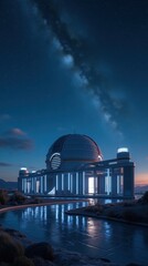 Obraz premium Futuristic Observatory Under a Starry Sky