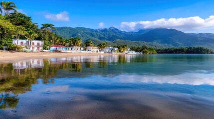 Fototapeta premium Serene Tropical Beach Village