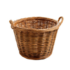 Empty Brown Wicker Basket with Handles Home Decor Storage,