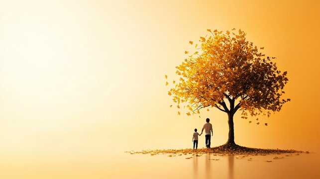 Golden Leaf Family Tree, symbolizing generational wealth and heritage, intricate branches showcasing lineage and prosperity.