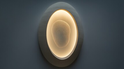 Modern art led installation with circular curved design in moody lighting