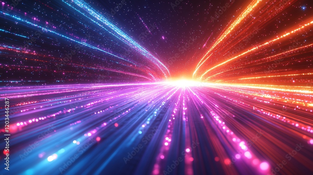 Aufkleber abstract background featuring neon speed rays in vibrant shades of pink and luminous purple creating