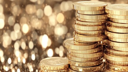 Golden Coin Stacks, Wealth, Financial Success, Prosperity (1)