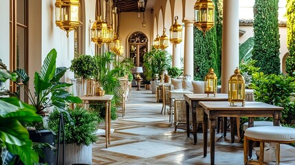 luxurious outdoor patio restaurant design - biophilic design (natu.