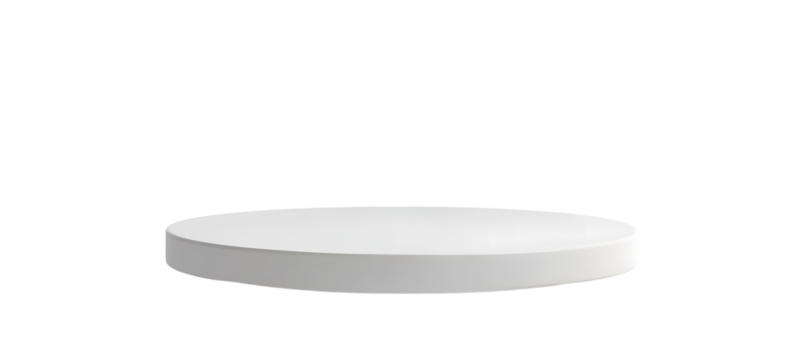 PNG White podium isolated on transparent background empty pedestal presentation stage scene platform blank stand display mockup 3D product. Luxury round minimal levitation template isolated backdrop.