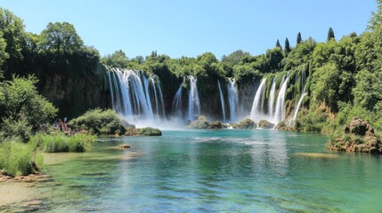 Obraz premium Kravice Waterfalls: A Majestic Cascading Paradise in Bosnia and Herzegovina