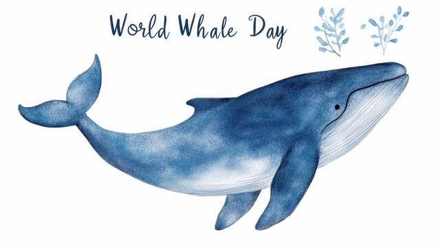 Humpback Whale Awareness Month Majestic blue whale illustration celebrating world whale day