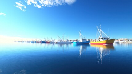 Obraz premium Fishing Boats at Harbor