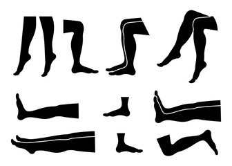 Human leg pose silhouette icon set. Cut out, outline style collection. For animation graphic, mobile, web, app. Vector illustration