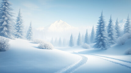 Fototapeta premium Snowy Winter Road in a Mountain Landscape
