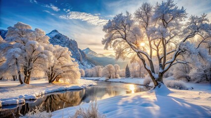 Obraz premium Oak Creek Vista's winter slumber: minimalist snow scene captures.