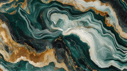 Elegant Green and Gold Abstract Marble Texture Background