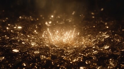 Golden Crown Amidst Shattered Gold Fragments