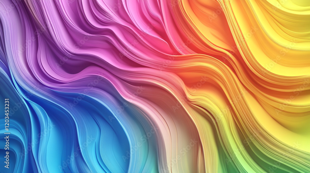 Poster abstract gradient waves in vibrant multicolor tones create a sense of motion and energy. perfect for
