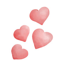 Four hearts illustration on white background