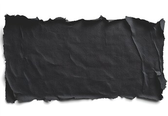 Black paper with a torn edge, isolated on a white background. A wide banner for text or design