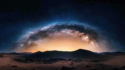 Majestic high-altitude plateau under a sprawling starry sky, rocky terrain stretches into the horizon, inviting exploration and wonder