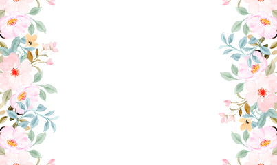 Watercolor flower border for wedding, birthday, card, background, invitation, wallpaper, sticker, decoration etc.