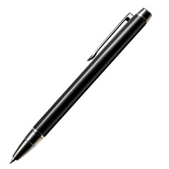 Elegant Black Ballpoint Pen on Black Background