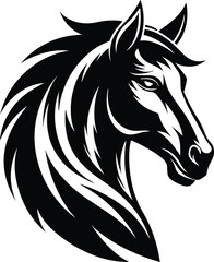 Beautiful animal horse head silhouette black color vector artwork illustration