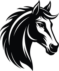 Beautiful animal horse head silhouette black color vector artwork illustration