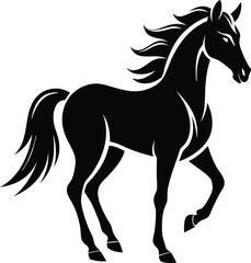 Obraz premium Beautiful animal horse vector silhouette black color artwork illustration