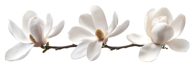 white magnolia flowers isolated on white background PNG.AI GENERATED