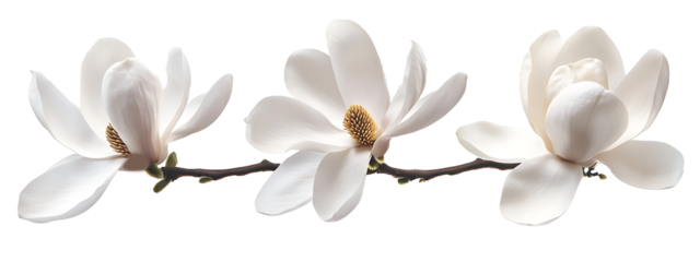 white magnolia flowers isolated on white background PNG.AI GENERATED