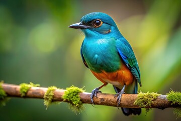 Fototapeta premium Stunning Baika Teal bird photo, expertly composed using the rule of thirds, showcasing vibrant nature's beauty.