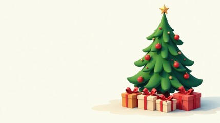 Festive Holiday Season  A Decorated Christmas Tree with Presents