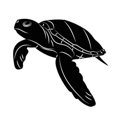 Obraz premium turtle swimming black silhouette vector